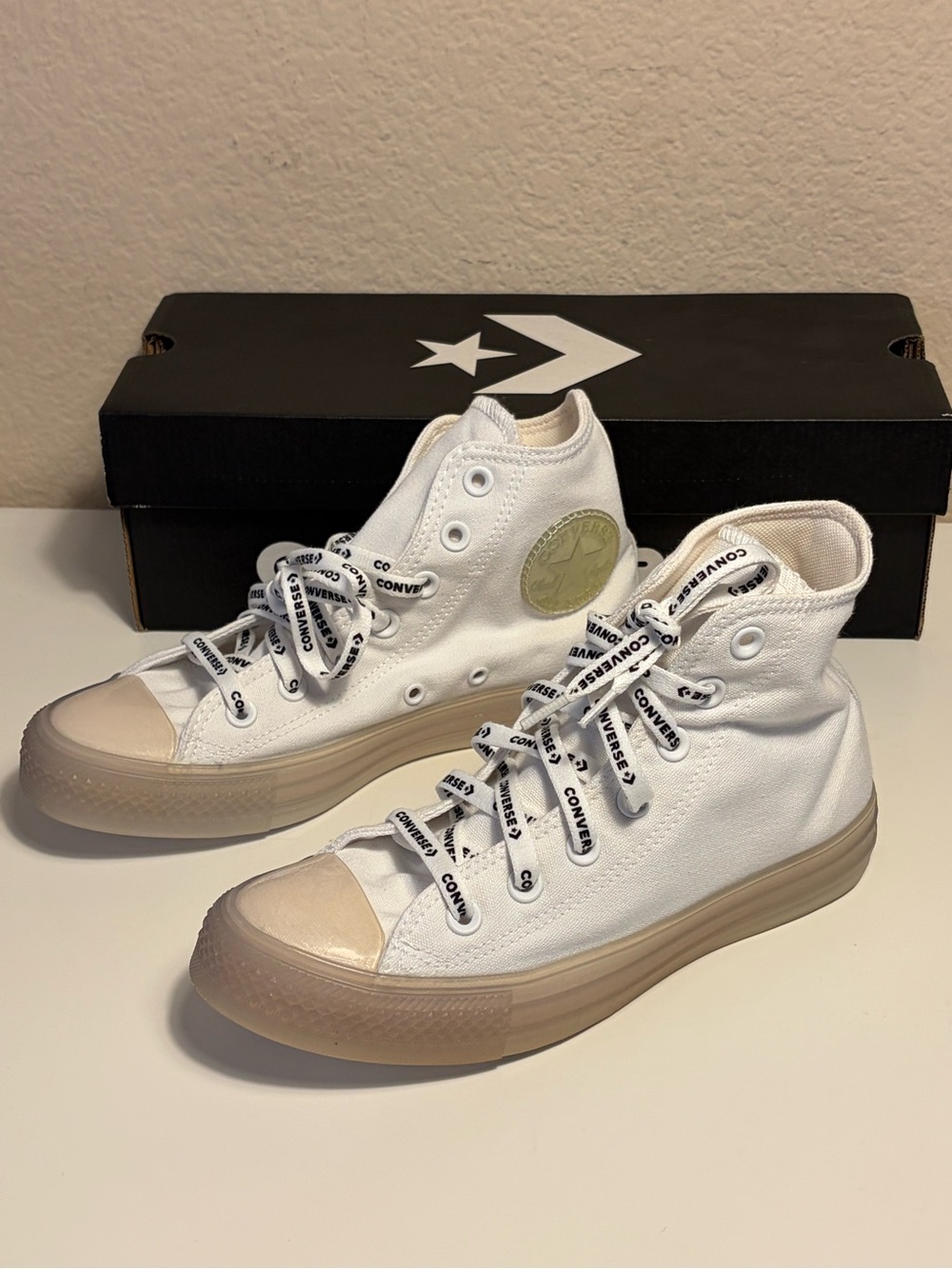 NEW Converse Chuck Taylor All Star Hi White Clear White Canvas Sneakers 168115C